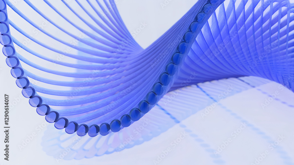 Poster 3d render illustration features a minimal geometric background with a blue wavy shape.