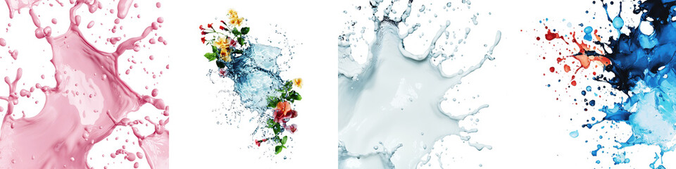 Vibrant Abstract Splash of Colorful Liquid Paint in Motion  Dynamic and Energetic Creative Background with Fluid Shapes Bursting Droplets and Swirling Textures