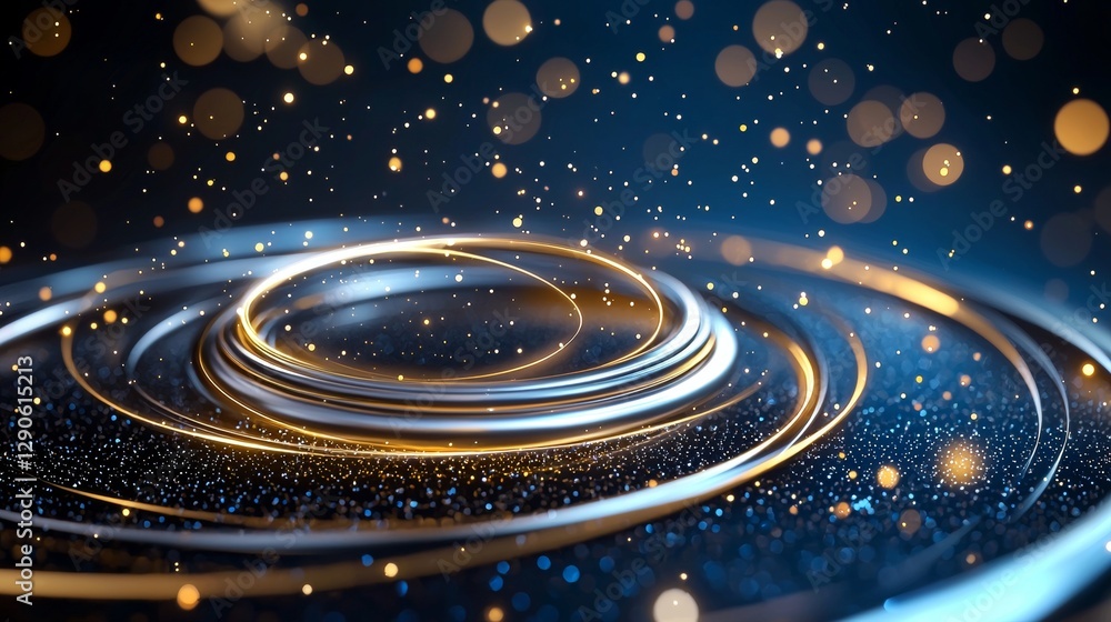 Poster dynamic golden swirls creating enchanting patterns in abstract art digital artistry ethereal environ