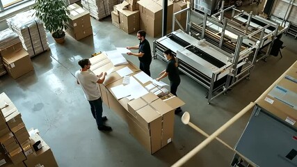 Printing shop with employees and customers picking up orders