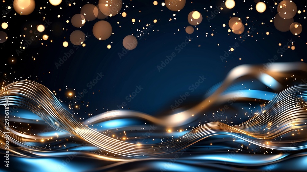 Aufkleber dynamic golden waves of light abstract digital art visual composition enchanting atmosphere close-up