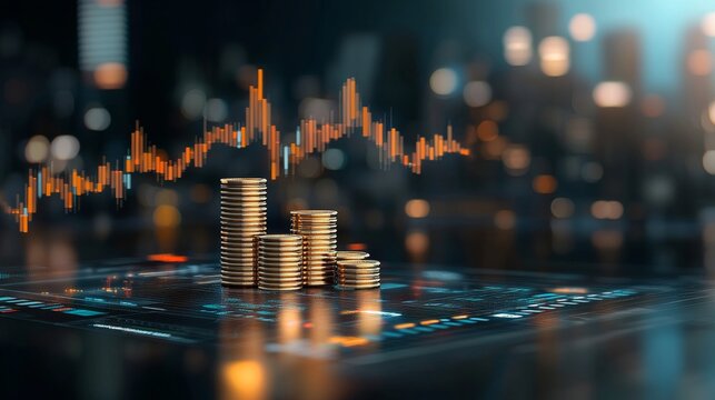 Analyzing financial trends investment growth in digital currency modern urban environment graphical data visualization business insights