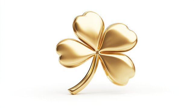 Golden Clover Isolated White Background