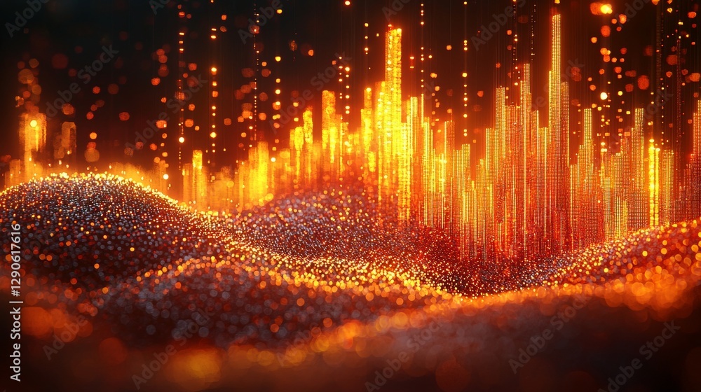 Poster dynamic visualization of sound waves digital realm abstract art futuristic environment close-up view