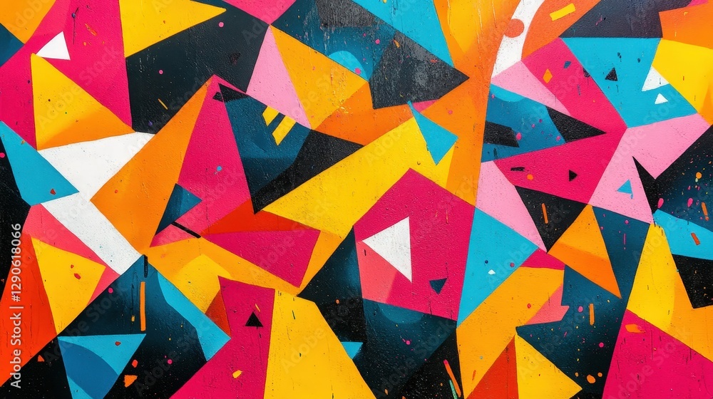 Poster a jagged, angular pattern formed from multiple triangles, creating a bold, edgy design with sharp li