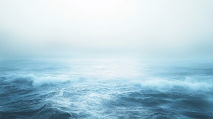 Fototapeta premium Misty ocean scene depicts a boundless serene seascape panorama