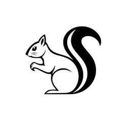 Minimalist Illustration of a Squirrel in Black and White