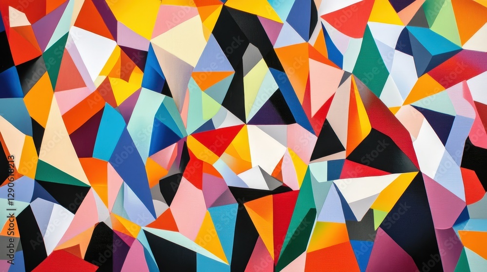 Poster a jagged, angular pattern formed from multiple triangles, creating a bold, edgy design with sharp li