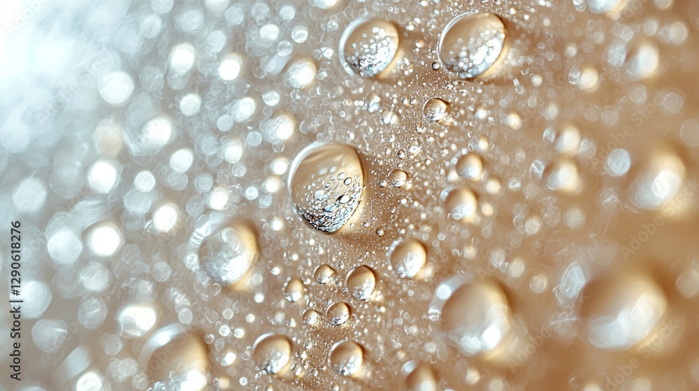 Poster close-up action of water droplets on a smooth surface captured in a studio setting macro photography