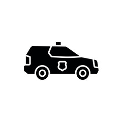 Police car simple glyph icon. Vector solid isolated black illustration.