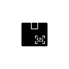 Barcode on box simple glyph icon. Vector solid isolated black illustration.