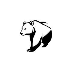 Black and white illustration of a bear in a simple, minimalist style.