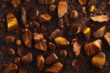 Textured Arid Ground with Cracked Earth and Decaying Wooden Debris