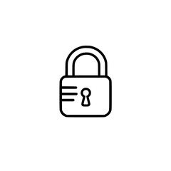 Black and white line art of a padlock on a white background.