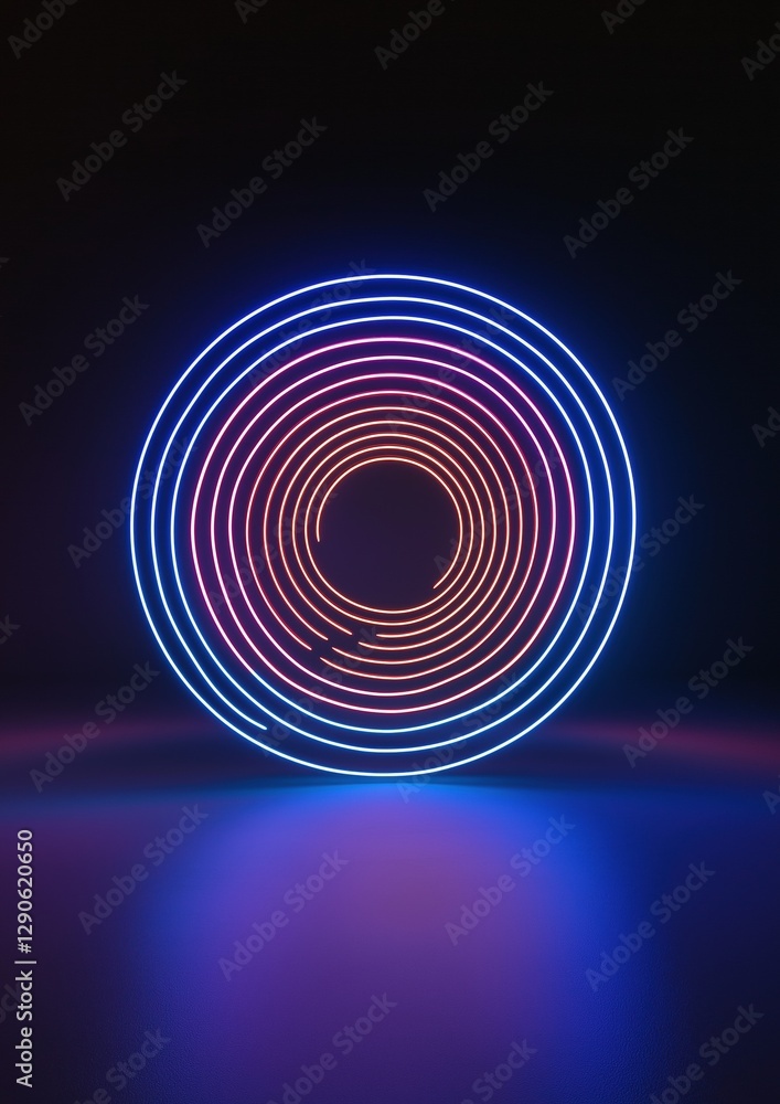 Poster abstract digital art piece with a dark background. in the center of the image, there is a circular s