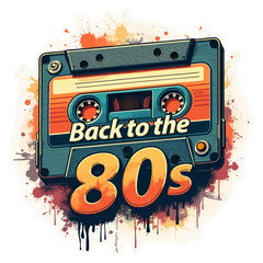 Audio cassette magnetic tape in the 80s Vector illustration