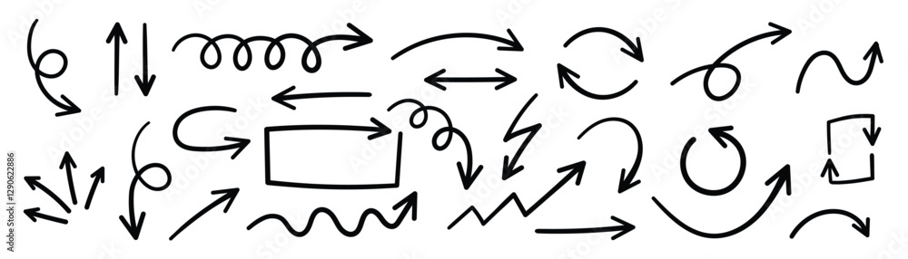 Poster hand drawn arrow set. vector arrows on transparent background.