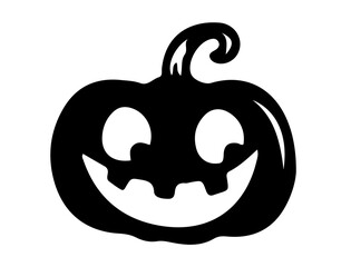  black pumpkin halloween with a smile on  white background 
