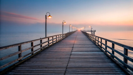 Naklejka premium pier at sunset