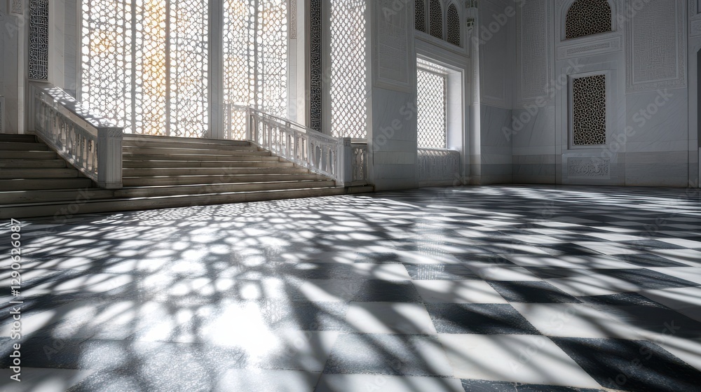 Poster elegant architectural interior with light and shadow patterns