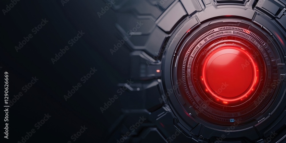 Poster peak energy demand concept. red circular interface element on a dark technological background.