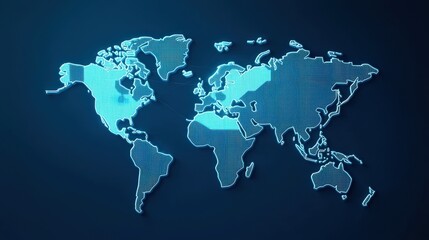 Obraz premium peak energy demand concept. Digital world map in blue colors with dotted outlines.