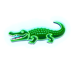 Fototapeta premium Crocodile holographic 3D icon. neon symbol vector illustration isolated on white background. Generative AI