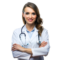 Fototapeta premium Lady doctor isolated on transparent background