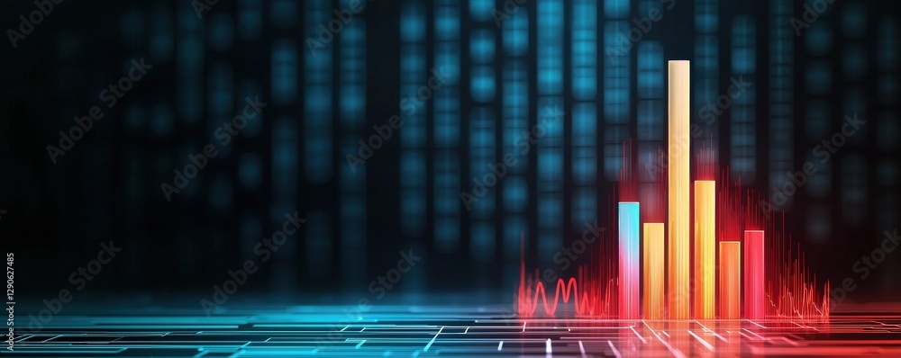 Aufkleber peak energy demand concept. abstract data visualization with colorful bars and digital background.