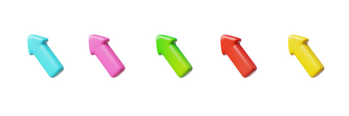 Vector Illustration of set of 3d colorful arrows, with growth up.