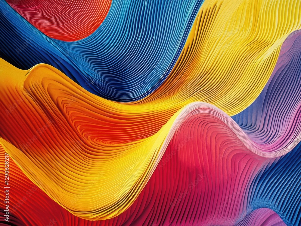 Wall mural Vibrant digital art of a swirling abstract shape in bright colors.