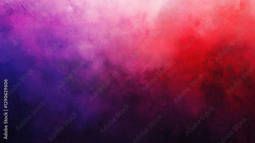 Poster a vibrant gradient background transitioning smoothly from rich red to deep purple, with a fine-grain