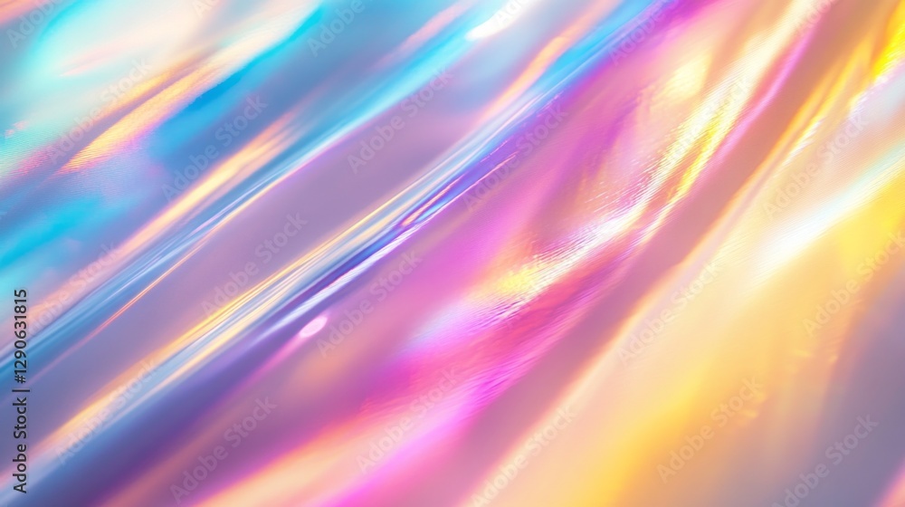 Poster soft waves of vibrant rainbow colors flow dynamically across a smooth white background, captivating 
