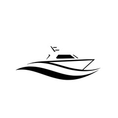 Minimalist Black and White Yacht Silhouette on White Background.