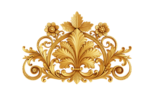 Golden Decorative Element Ornate Cut Out Vintage Design