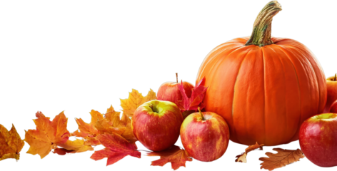 Autumn Harvest Vibrant Pumpkins Apples and Fall Leaves