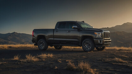 Rugged Pickup Truck Parked in Mountain Landscape