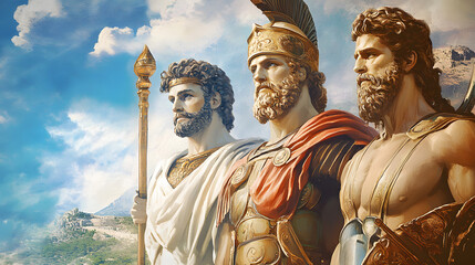 Obraz premium sculpture, Greek gods, Roman and modern design with antique statue retro vintage texture bright