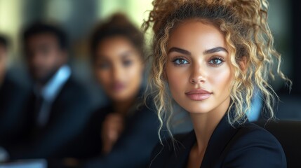 Fototapeta premium Confident Young Businesswoman with Colleagues in Background