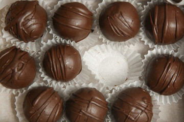 Classic chocolate truffles coated in dark chocolate	