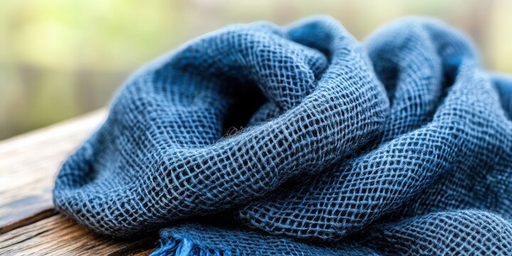 A lightweight scarf folded with an emphasis on its texture. 