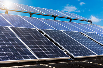 Multilevel Bifacial solar panel structure at a solar power plant