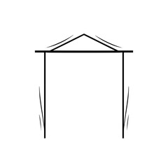 Geometric archway with black lines, minimalistic design and negative space