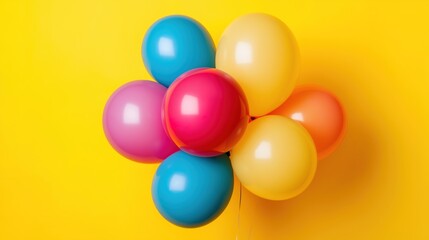 Colorful Balloons in Dynamic Arrangement, Symbolizing Joy and Creativity