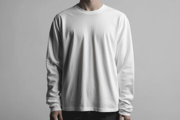 Plain white Long Sleeve T Shirt Mockup, Front and Back Views