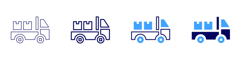 Truck battery replacement icon in 4 different styles. Thin Line, Line, Bold Line, Duotone. Duotone style. Editable stroke
