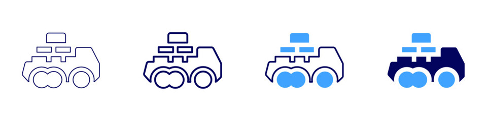 Truck air suspension system icon in 4 different styles. Thin Line, Line, Bold Line, Duotone. Duotone style. Editable stroke