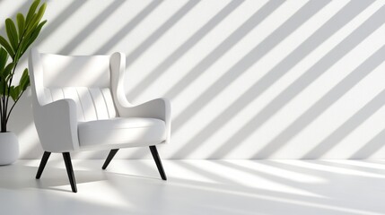 Fototapeta premium Empty chair in a white and gray interior. 