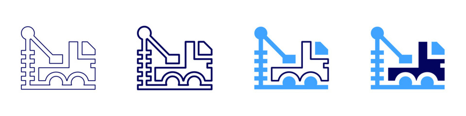 Truck breakdown icon in 4 different styles. Thin Line, Line, Bold Line, Duotone. Duotone style. Editable stroke