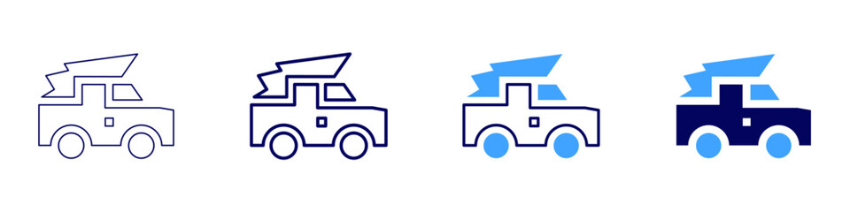 Truck cab accessories icon in 4 different styles. Thin Line, Line, Bold Line, Duotone. Duotone style. Editable stroke